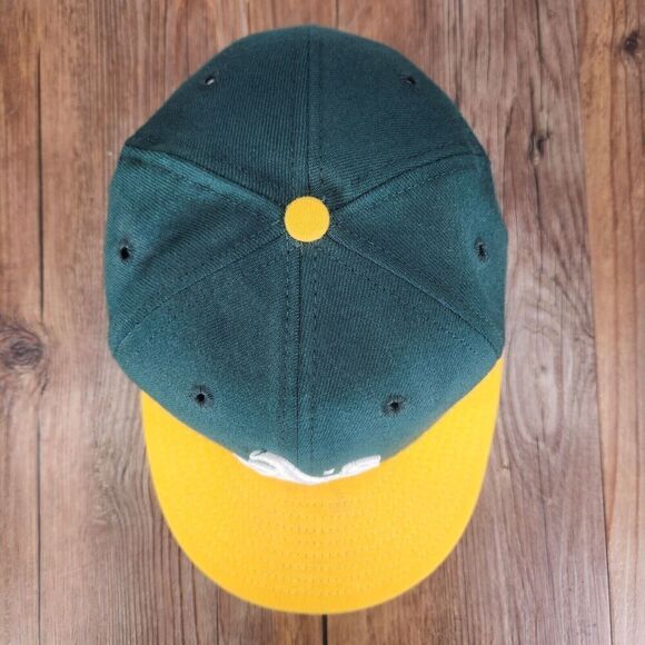VTG New Era Oakland A's Athletics Hat Cap Fitted 7 1/8 Green Yellow MLB 59fifty - Picture 6 of 10